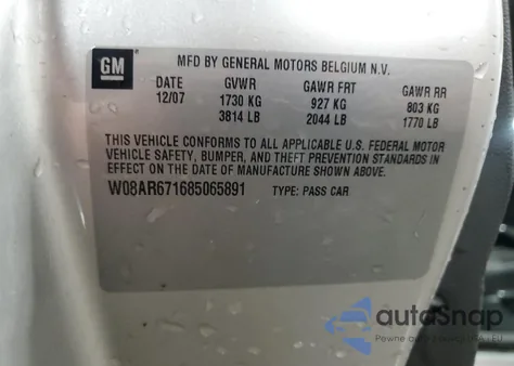 2008 Saturn Astra Xe z USA, uszkodzony, nr VIN W08AR671685065891